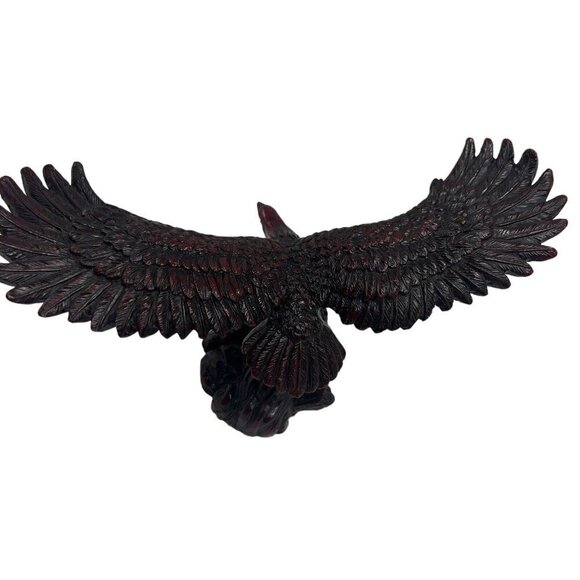 2 Vintage Red Resin Bird Eagle Sculptures Wings Spread - Picture 8 of 11